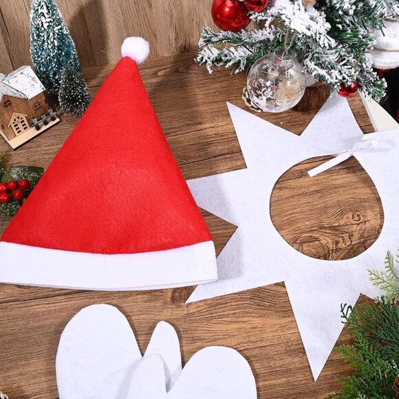 Christmas Elf Costume Accessories Hat Gloves White Collar Party Dress Up main image 4